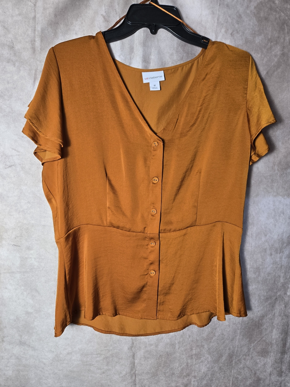 Women's Rust Button-Front Peplum Top